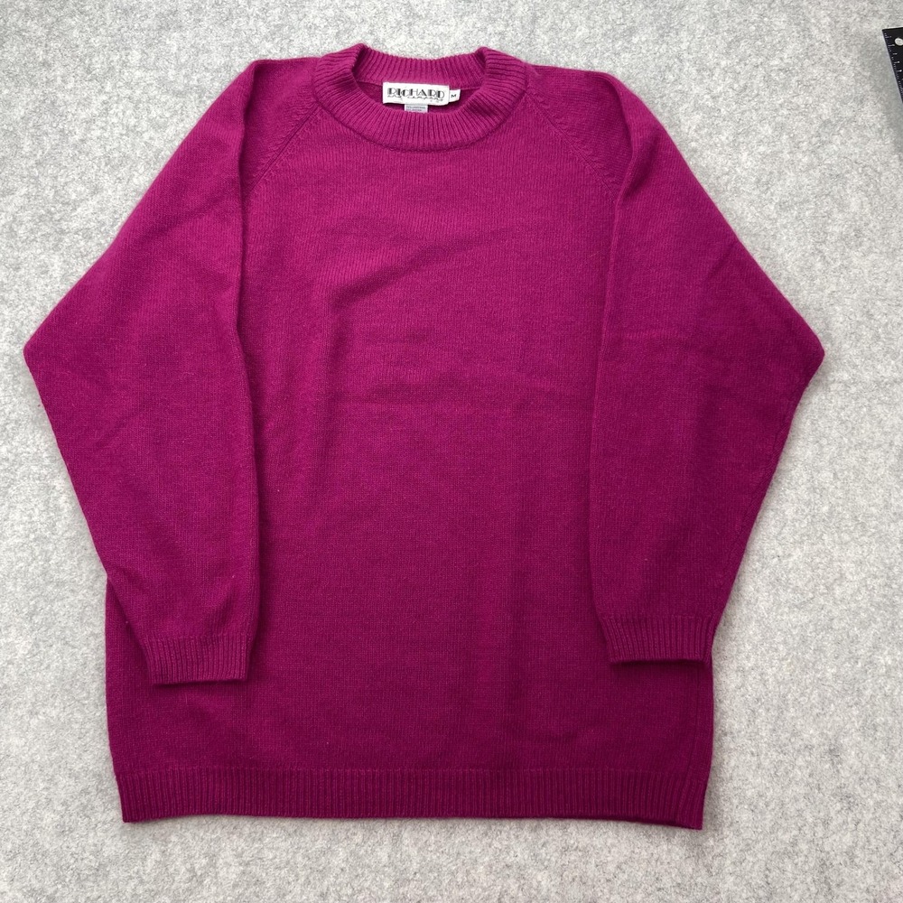 Richard And Company Sweater Womens Medium Pink Angora Lambswool Crewneck Knit